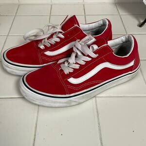 Vans Classic Skate Shoes Red White Womens 7.5 Mens 6 Grunge Skater 90s Casual